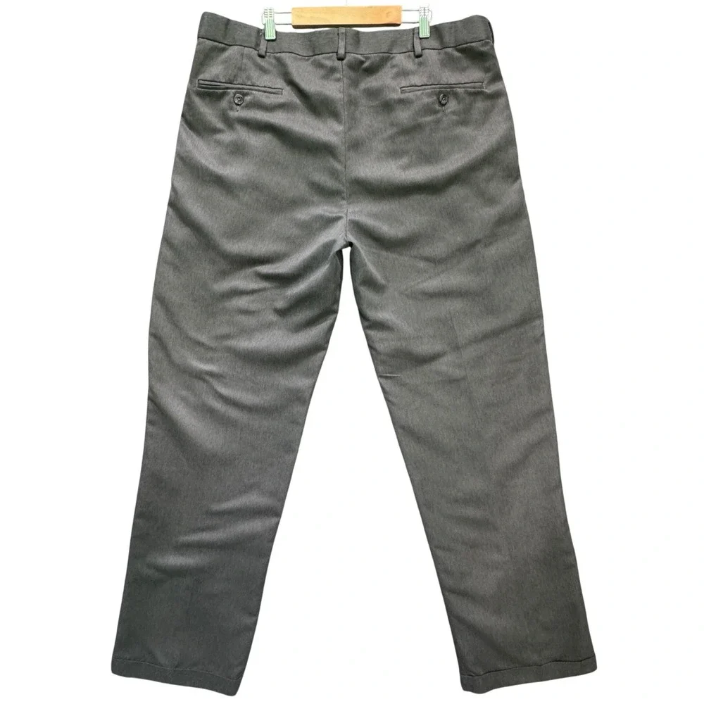 George Men's 36x34 Dress Pants Charcoal Grey Classic Pleated Recycled Polyester